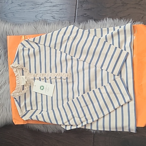 Nwt! Sezane Gael Mariniere long sleeve top in vintage blue/ecru - Picture 3 of 6